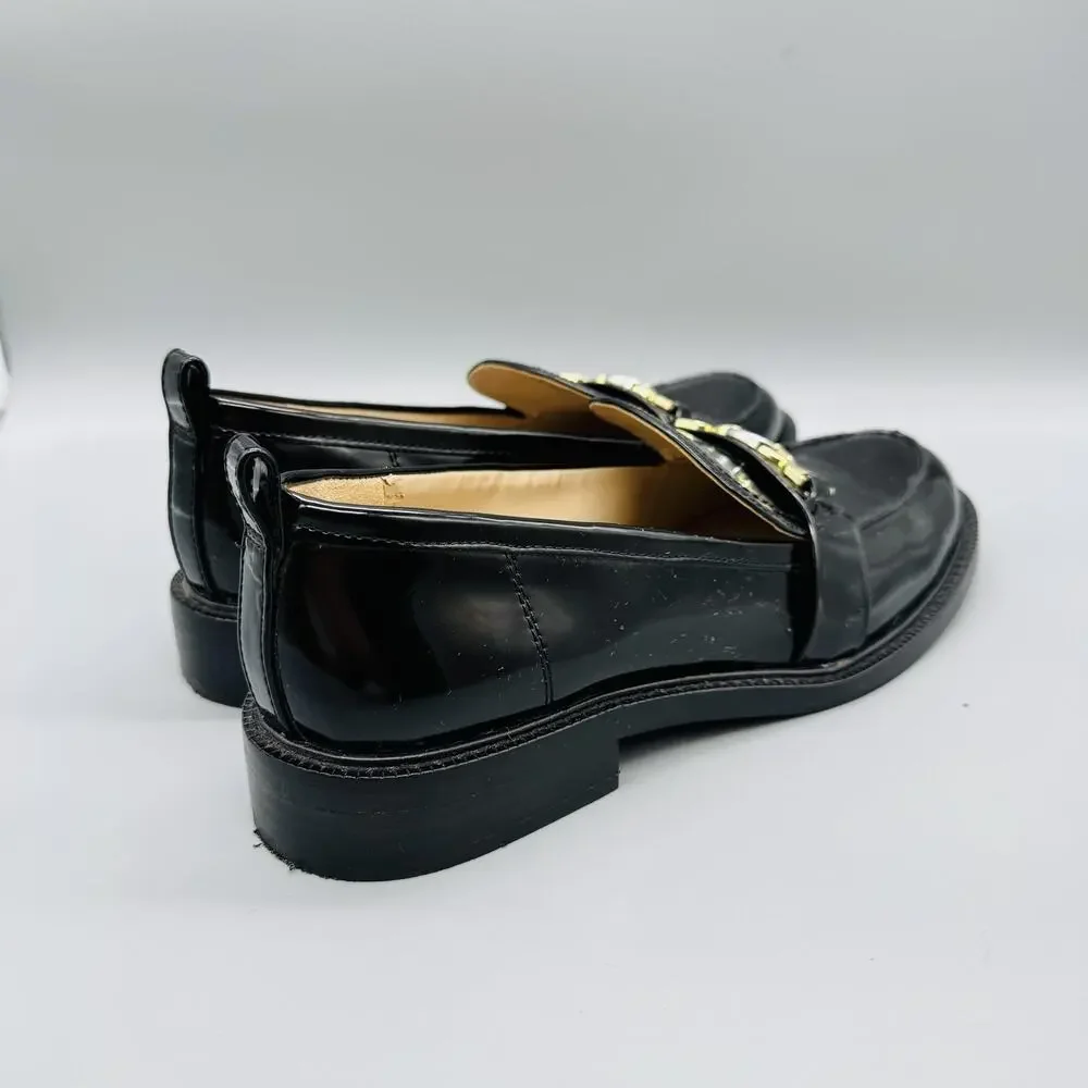 Sam Edelman Black Patent Leather Loafers with Gold Accent, Men's 10.5 - Picture 7 of 11